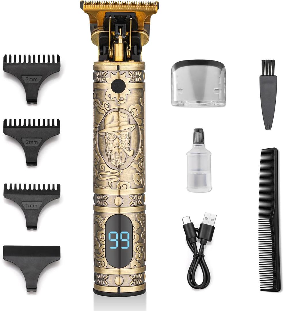 Hair Clippers for Men Professional Hair Trimmer Barbers Beard Trimmer Shaver Razor Hair Grooming Cutting Kit at Home T Blade Liner Trimmer Cordless Rechargeable Zero Gapped Edgers Gifts for Men
