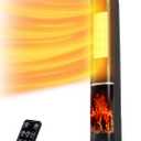 Space Heaters for Indoor Use, 32" Electric Heater With Flame for 400 Sq.ft Large Room, 1500W Portable Tower Ceramic Room Heater With 24 H Timer, Remote, 80Oscillation, 3 Modes for Bedroom