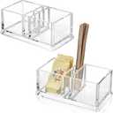 ELLDOO 2 Pack Sugar Packet Holder, Acrylic Sugar Bowl for Restaurant, Tea Bag Organizer, Coffee Stirrers Straws Small Condiments Packet Holder, Sugar Caddy Dispenser for Countertop Coffee Bar