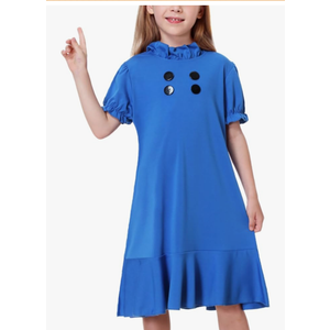 Remimi Girls Halloween Blue Dress Short Sleeve Pink Dresses, XL