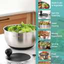 Stainless Steel Salad Spinner with Storage Lid, 5.3 Qt, BPA-Free, 4-in-1 Multi-Functional Lettuce Spinner, Fruit & Vegetable Washer, Easy Clean, Stop Button, Non-Slip Base