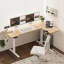 L Shaped Electric Standing Desk,51x31.5 Reversible,Oak