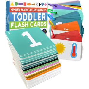 Toddler Flash Cards - Learn Colors, Numbers, Shapes, Opposites on Thick Jumbo Flashcards for Early Learners - Teacher Designed for Preschool, Kindergarten & Toddlers