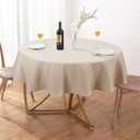 AUSSPVOCT Textured Linen 60 Inch Round Tablecloth Up to 40'' Tables, Waterproof Spill-Proof Wipeable Round Table Cloth Wrinkle Free Circle Dining Tablecover for Birthday Farmhouse Spring Easter Decor