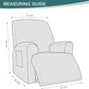 Ruaozz Recliner Sofa Covers Recliner Chair Covers Recliner Covers for Reclining Chair with Pockets Washable Furniture Protector with Elastic Bottom (1 Seater, Ivory)