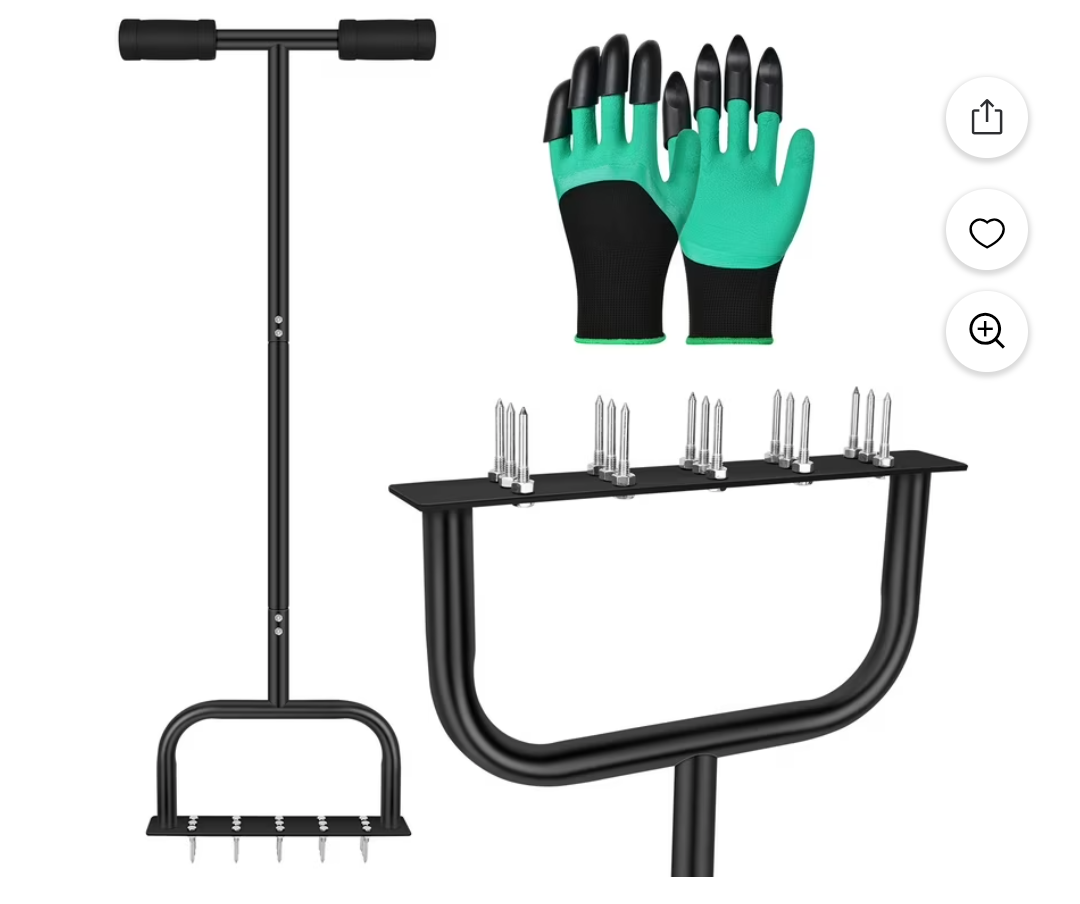 Spike Lawn Air Aerator Manual Tool Grass Aeration Aerating Tool with 15 Spikes T-Handle Pre-Assembled Grass Aerator Tools for Yard, Lawn Aeration, Garden Tool