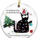 3 x Funny Black Cat Ornament 2025  White Elephant Gift, Oh Christmas Tree, Your Ornaments are History  Ceramic Holiday Decoration with Black Cat in Lights  Pet Lover Gift and Funny Xmas Tree Dcor