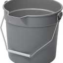 Winco Heavy-Duty Plastic Bucket/Utility Pail with Pour Spout, 14 Quarts, Gray
