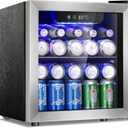 Antarctic Star 48 Can Beverage Refrigerator,12 Bottle Wine Cooler with Stainless Steel Glass Door, Digital Temperature Display,Electronic Temperature Control, Silver, 1.3Cu.ft