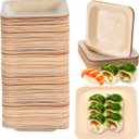 100PCS Disposable Square Palm Bowls, 4.3 Inch Palm Leaf Bamboo Bowls Disposable Dessert Plates Wood Charcuterie Plate Small Wooden Appetizer Plates for Birthday Wedding Party Home Events Food Catering
