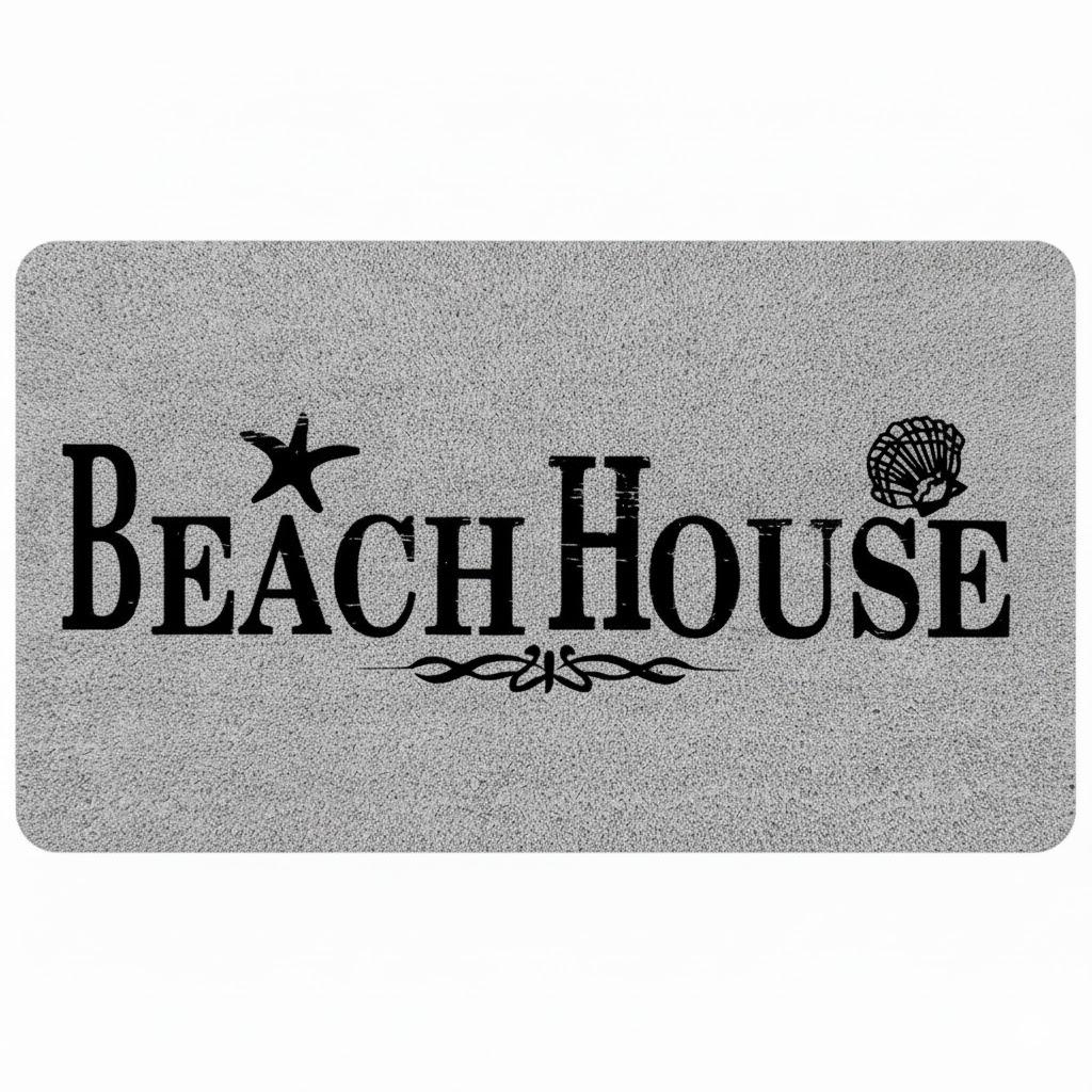 Beach House Door Mat Decor, Coastal Welcome Rug Outdoor Front Porch 17x30 inch