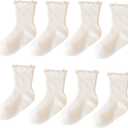 8 Pairs Girls Frilly socks toddler Ruffle Socks Baby Grip Socks