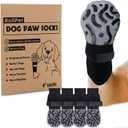 Double Sides Non-Slip Dog Socks to Prevent Licking Paws - Strong Traction for Hardwood Floors, Senior Dogs, Paw Protector, Dog Socks with Grippers Black (X-Small(Pack of 4))