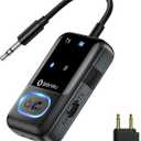 Bluetooth 5.3 Transmitter Adapter for Airplane 2-in-1 Wireless Bluetooth Audio Transmitter Receiver for 3.5mm Aux Jacks on Flight/TV/Gym Equipment, for up to 2 Wireless Headphones, Cell Phones