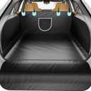 SUV Cargo Liner for Dogs with PU Leather, Waterproof Pet Trunk Cover with Taller Side Panels, Dog Seat Mat for SUVs Vans with Bumper Flap Protector, Non-Slip, Large Size Universal Fit, Black
