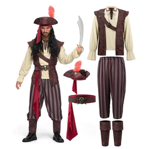 Spooktacular Creations Mens Caribbean Pirate Costume Adult Sea Captain Robber Costume for Halloween, Size L