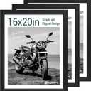 16x20 Picture Frame Set of 3 - Black Woodgrain, Solid Wood, HD Tempered Glass, Wall Gallery Poster Frame