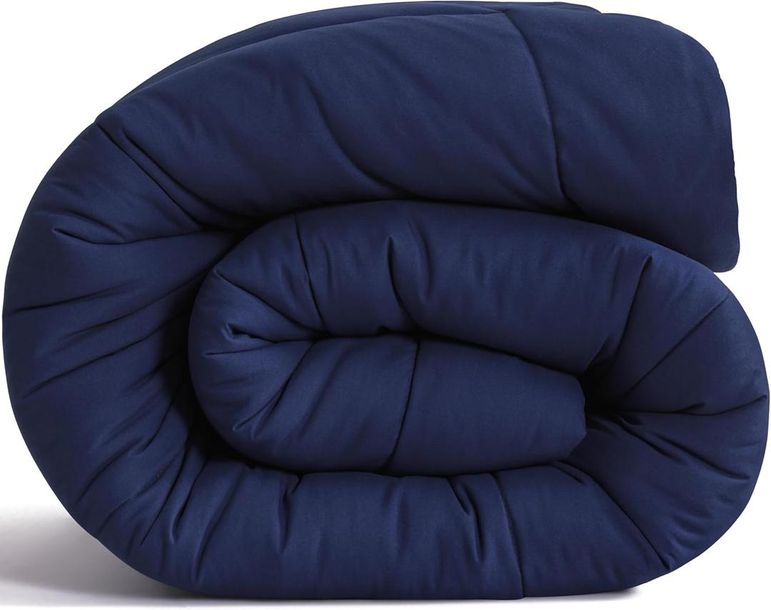 NTBAY Twin Comforter - Down Alternative Comforter Duvet Insert, All Season Bedding Quilted Duvet Insert with Corner Tabs, Machine Washable, Navy Blue (Twin(68x90 Inch) Pack of 1)