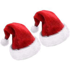Children Christmas Santa Hat,Kids' Double-Layered Luxury Plush Christmas Santa Claus Xmas Cap Hat (2 Pcs)