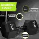 25lb Fitvids Rubber Encased Exercise & Fitness Hex Dumbbell, Hand Weights with Anti-Slip Metal Handle for Home Gym, Multiple Sizes