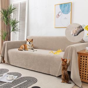 Water Resistant Sofa Cover Beige Size 71x134 in