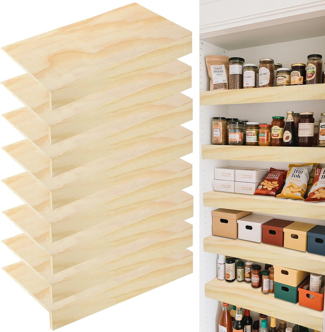 8 Pcs Wooden Shelf Covers 24 x 12 Inch,Wire Rack Covers for Pantry Wood Shelf Liners-0.4 inch Thick,Weight Pantry Shelf Cover Removable Wood Shelves Covering for Closet Kitchen Pantrys Bathroom (8), 24 x 12 x 0.2 inches