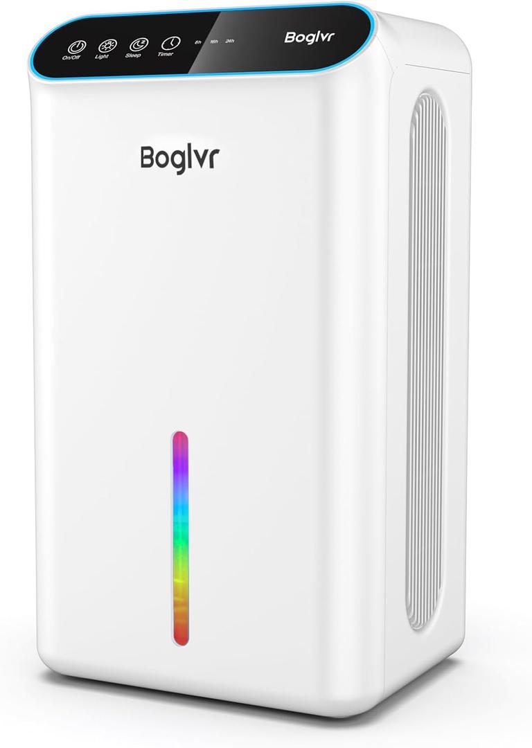 Dehumidifiers, Dehumidifier for Home (85 OZ, 800 sq.ft) Quiet Small Dehumidifier for Bedroom Bathroom Basement with Drain Hose, 3 Gear Timer, Sleep Mode, Auto Shut Off, 7 Color Ambient Light (Black White)