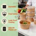 50 Pack Kraft Paper Bowls with Clear Lid, 25OZ Paper Salad Serving Bowls, Microwave Freezer Safe Meal Prep to Go Food Containers for BBQ, Gatherings and Parties