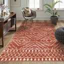 Wonnitar Moroccan 5x7 Area Rugs, Large Soft Rug for Dining Room, Washable Bohemian Tribal Living Room Bedroom Rug, Geometric Non-Shedding Indoor Carpet for Closet Nursery Entry (Brown,5'x7')