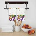 Mardi Gras 6 7 Meme Kitchen Towels Set of 2 Funny Carnival New Orleans Six Seven Dish Towels for Cleaning Bathroom Home Decoration