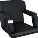 Nova Microdermabrasion 20.5"/25" Wide Stadium Seat for Bleachers w/Back Support Padded Cushion Portable Reclining Bleacher Seats Camping Stadium Chair Waterproof (Regular - 20.5" (Non-Heated), Black)