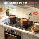 2 Burner Electric Cooktop - 24 Inch(23.6"x 13.8") Built-in & Countertop Electric Stove Top, 120V Double Burner Ceramic Cooktop Portable with Safety Lock, Timer, Touch Control, 110V Plug in