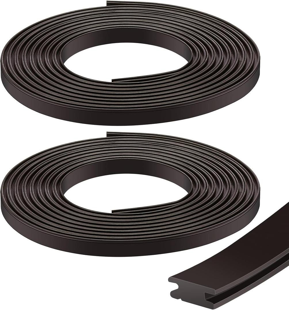 Wonderjune 75 Inch Shower Door Magnetic Strip Replacement Flexible Magnetic Strip Insert for Framed Semi Framed Swinging Glass Shower Doors, Black(2 Rolls)