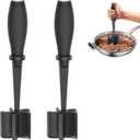 2Pack Meat Chopper, Heat Resistant Meat Masher for Hamburger Meat, Ground Beef Smasher, Nylon Hamburger Chopper Utensil, Meat Ground, Non Stick Mix Chopper Mix and Chop, Meat Masher Tool Gift (Black)