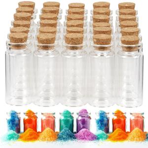 30 PCS Mini Glass Bottles, 10ml Small Glass Bottles, Vials Cork Stoppers, Spell Jars DIY Message Decoration Mini Vials for Party, Art Crafts, DIY Projects, Wedding Favors