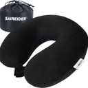SAIREIDER Travel Pillow 100% Pure Memory Foam Travel Neck Pillow with Storage Bag, Airplane Pillow for TravelingCarHomeOfficeWashable CoverBlack