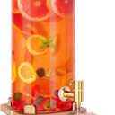 2 Gallon Large Drink Dispenser for Parties,Glass Beverage Dispenser with Stand,Glass Water Dispenser with Airtight Valve,Lemonade Dispenser for Fridge,Water, Juice,Punch,Cocktails,Ice Tea & Sun Tea-8L