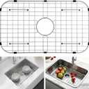 AWOKE Sink Rack for Bottom of Sink (26 x 14 Inch), Center Drain Sink Protectors for Kitchen Sink, 304 Stainless Steel Heavy Duty Metal Wire Grate for Single Bowl Farmhouse Sink Bottom,Soft Rubber Feet, Center 2614