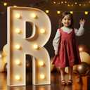 Marquee Letters 4 Feet Tall Large Light Up Letters R Wedding Mr and Mrs Sign Marry Me Engagement Party Decor Yellow Light Birthday Decorations Balloon Arch Kit Foam Sign R