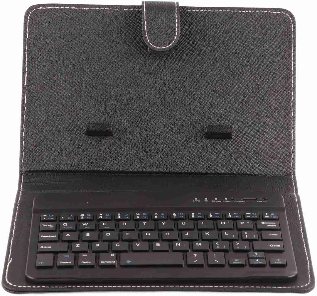 Wireless Bluetooth Keyboard, PU Leather Case with Holder Stand for iOS/Android Phones Rechargeable USB Cable Universal Removeable Keyboard (Black)