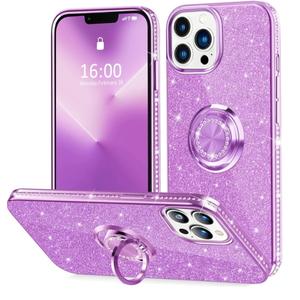 2 Pack Thomo Compatible with iPhone 13 Pro Max Case,[Bling Kickstand] Cute Glitter Slim Bumper Diamond Cover Ring Holder Full-Body Protective Phone Case for iPhone 13 Pro Max Women Girls -Purple