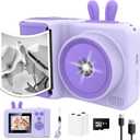 Kids Instant Print Camera,1080P Videos Digital Camera for Kids, Toddler Camera for Christmas Birthday Toy Gifts for Girls/Boys Age 3-12, Portable Kids Camera for 3 4 5 6 7 8 9 10 with SD Card (Purple)
