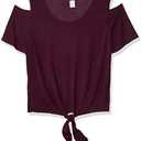 Star Vixen Women's Plus-Size Cold-Shoulder Short SLV Tiefront Smooth Knit Top, 3X