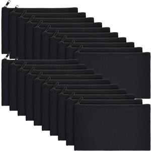 Frienda 50 Pcs Canvas Zipper Pouch Bulk Small Blank Pencil Pouch Multipurpose Makeup Bag Cosmetic Toiletry Bag for DIY Craft Graduation Teacher Appreciation Stationary Gift(Black)