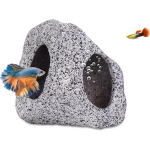 Ameliade Aquarium Decorations Cave Fish Tank Accessories Rock Decor for Shrimp Cichlid Hiding Breeding Small Fish Bowl Hide Decoration Betta Toys Hideout Stones HouseMedium (Medium (1 Piece))