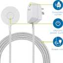Philips Grounded Plug with Braided Cord, 6 Ft Long Power Cable, ON/Off Switch, for Tabletop or Wall Mount, Perfect for Lamps/Seasonal Lights, 3 Prong,Slip Resistant Base,SPS1611WA/37,White