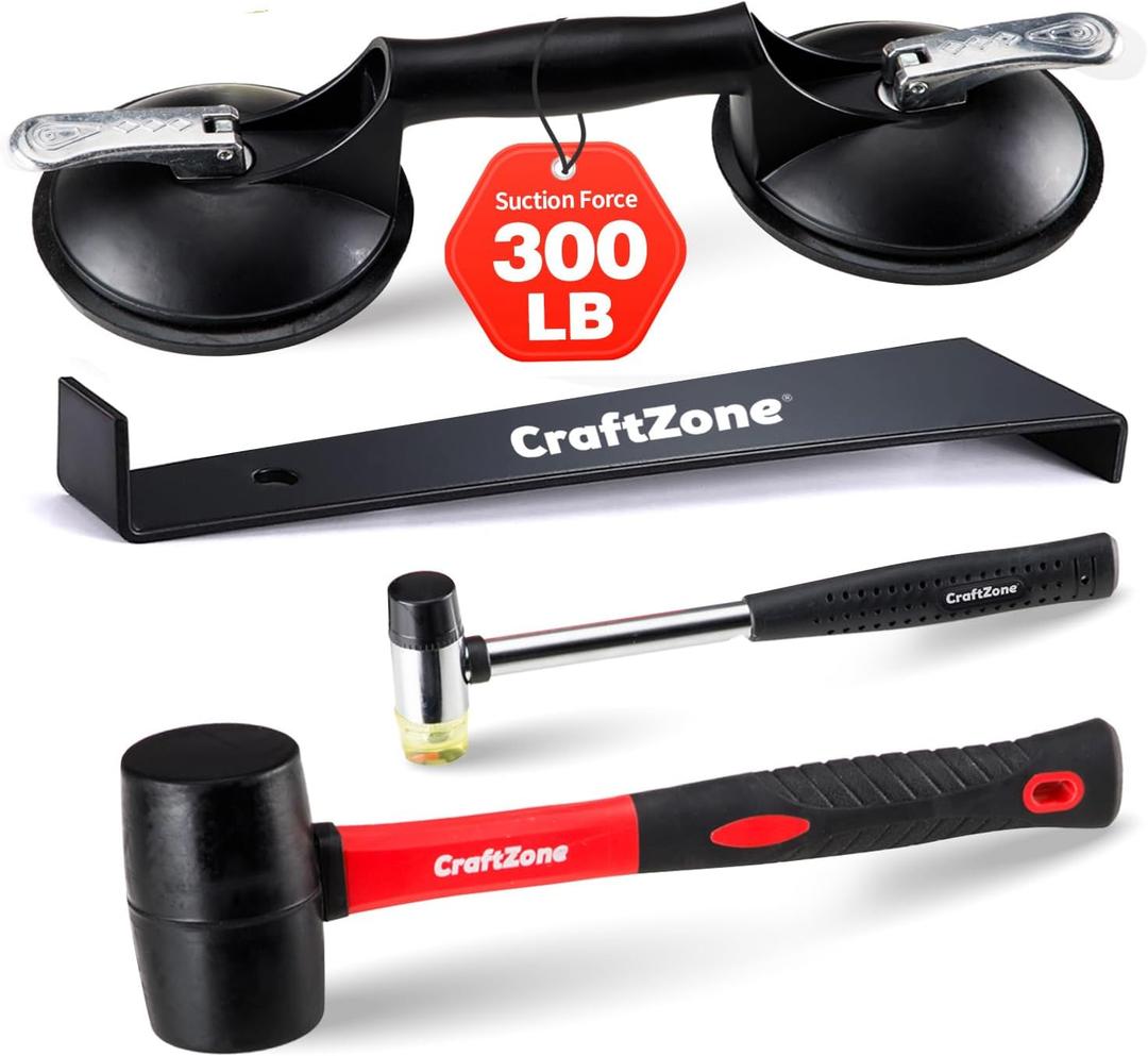 CRAFTZONE 4PC Laminate Flooring Tools, Floor Gap Repair Tool Set with Suction Cup & Rubber Mallet Hammer, Fixer Tool for Floating Wood Floors