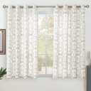 LAMIT Linen Curtains 54 inch Length 2 Panels for Living Room, Light Filtering Linen Sheer Curtains Grommet Vintage Damask Flower Pattern Window Drapes for Bedroom, 52 x 54 Inch, Taupe
