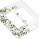 Decorative Outlet Covers Rustic Eucalyptus Leaves Green Leaf 2 Gang Light Switch Cover Plate Double Rocker Wall Plate Switch Plate Covers Faceplate for Bedroom Home Decor 2 Pack