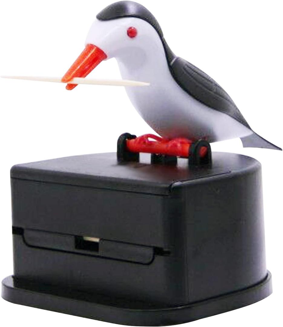 Little Bird Toothpick Dispenser, Creative Push-Type Toothpick Bird Dispenser, Toothpick Holder, Black)